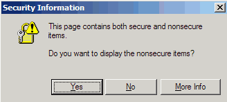 This page contains both secure and nonsecure items. \n\nDo you want to display the nonsecure items?